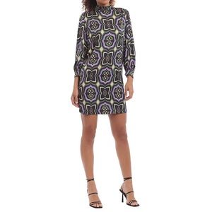 donna morgan medallion print mock neck long sleeve mini dress